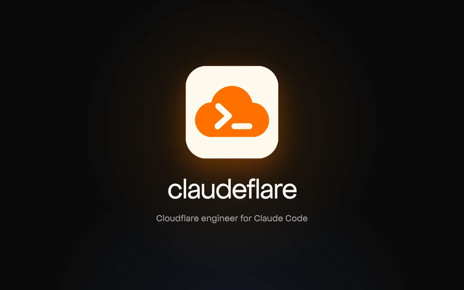 claudeflare logosu: turuncu bulut içinde terminal işareti