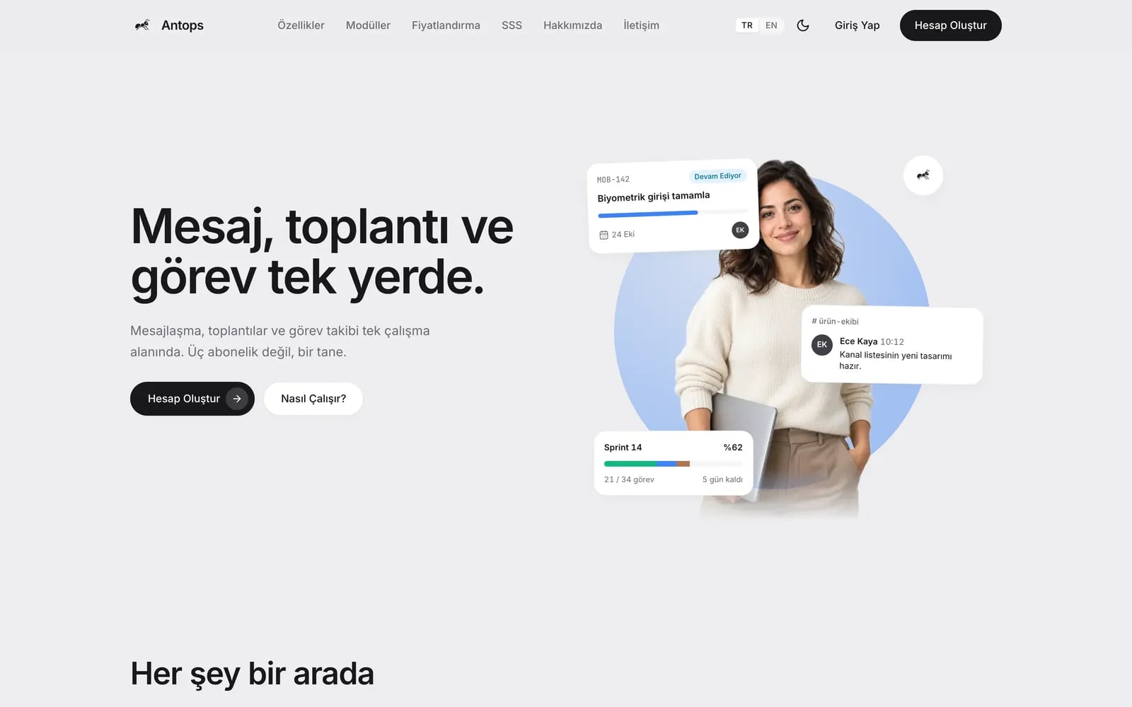 Antops yeni ana sayfa ekran görüntüsü, Ekim 2026